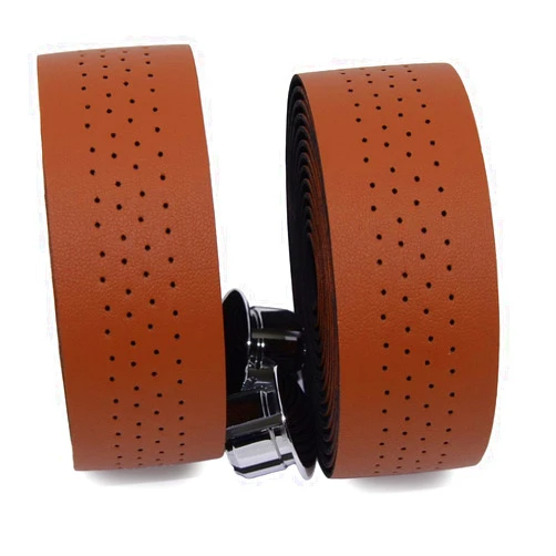 KINGOU Handlebar Tape Luxury PU Leather Bar Tape Fixed Gear/Road Bike Bar Wrap with 2 Reflective Plug