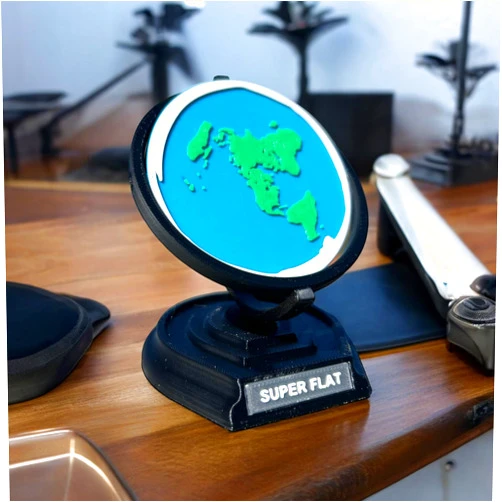Colonial Depot Flat Earth Globe, Fully assembled Flat Earth Model, Desktop Flat Earth Map, Gag Gifts for conspiracy theorists, Fits in hand, made in USA