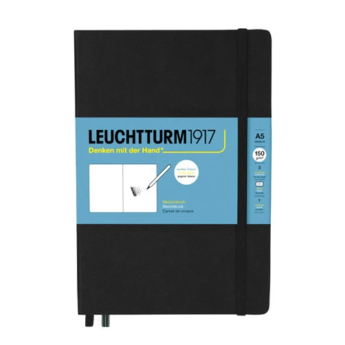 Leuchtturm1917 - Medium A5 Hardcover Sketchbook (Black) - 112 Pages of 150g/m² Paper