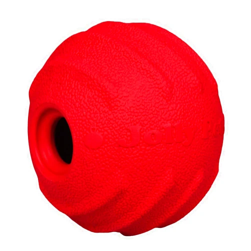 Jolly Pets Tuff Tosser Bouncing Ball Tog Toy/Treat Holder, 4 Inches, Red, All Breed Sizes