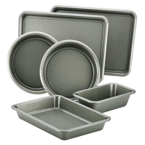 Ayesha Curry Nonstick Bakeware Set with Nonstick Bread Pan, Cookie Sheet, Baking Pan, Baking Sheet and Cake Pans - 6 Piece, SIlver
