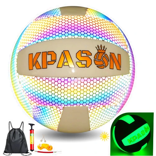 KPASON Volleyballs, Holographic Glowing Volleyball Official Size 5, Indoor Outdoor Beach Volleyball Ball for Men Women