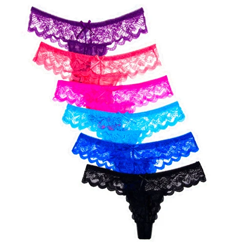 ANZERMIX Women's Sexy Lace Cheeky Tong Panty Pack of 6