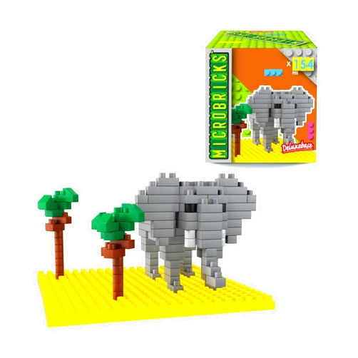 Microbricks Elephant from Deluxebase. Jungle Themed 3D Puzzle Mini Blocks Building Toys, Easy to Use Mini Bricks Elephant Toy. Great Animal Toys, Educational Toys and Kids Party Favors.