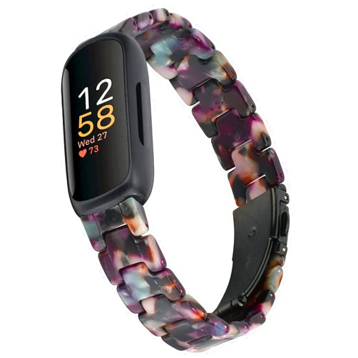 Wongeto Resin Watch Band Compatible with Fitbit inspire 3, Lightweight Adjustable Fashion Bracelet Wristband Replacement Women Men for Inspire 3 Fitness Tracker