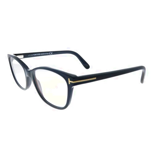 Tom Ford Eyeglasses Tom Ford FT 5638 -B 001 Shiny Black, Rose Gold/Blue Block Lenses, 50-16-140