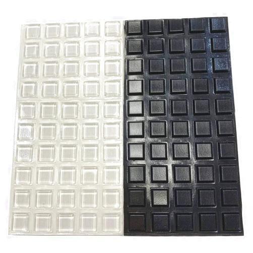 GorillaGrit Pack of 100 Square Adhesive Bumper Pads (Clear, Black Combo) - Made in USA – ½” Diameter Rubber Feet for Laptops, Electronics, Cutting Boards, Picture Frames, Small Appliances, Glass Tops