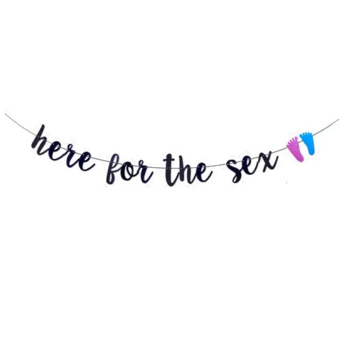 MJJLT Here For The Sex Banner,Glitter Gender Reveal Party Sign, Baby Shower Party Decoration, Baby's First Birthday Party Supplies Pink or Blue, He or She Decors, Boy or Girl Baby Shower Party Decorations.
