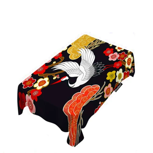 Moslion Japanese Crane Tablecloth Asian Oriental Heron Bird Colorful Floral Branch Clouds Rectangle Tablecloth Picnic Tablecloth BBQ Table Cloths Polyester for Kitchen 52x70 Inch