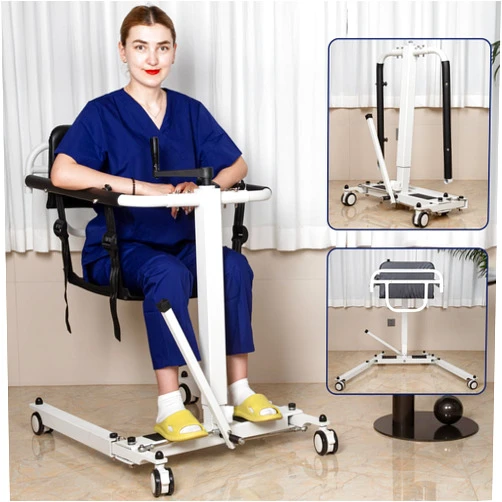 Hurchen Patient Lift Transfer Chair, Foldable Patient Lift for Home Transfer Lift Chair for Disabled, Portable Car Lift Transfer Chair Height/Width Adjust (Manual)