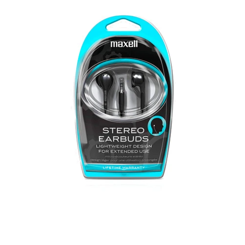 Maxell 190568 Snug Fit Stereo Sound Stylish Wired Lightweight and Comfortable Stereo Ear Buds with 3.5mm Headphone Jack