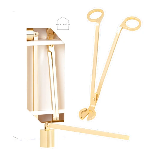 Airy Abode Candle Wick Trimmer and Candle Snuffer Accessory Set – Gold