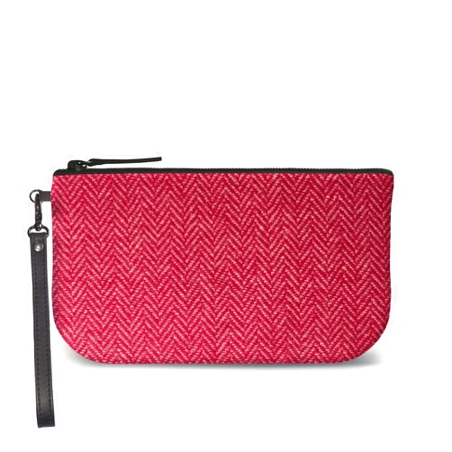 Dion Freeman Pink Harris Tweed Small Wristlet Clutch