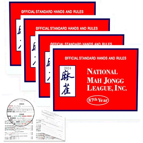 MOHLX 4 PCS Mahjong Cards 2024 Large Print National Standard Mahjong Cards 2024 Mahjong Cards Official Hands and Rules