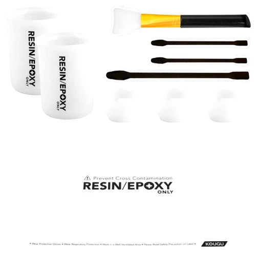KOUGU Professional Epoxy Resin Starter Kit with Silicone Heat Resistant Mat - Premium Craft Tools Including Thick Workbench Mat, Measuring Cups, Pour Cups, Stir Sticks, Epoxy Brushes & More