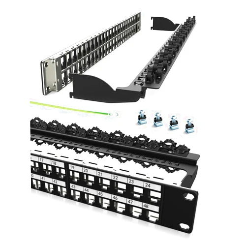 Enmane 48Port Blank Keystone Rackmount & Wall Mount 1U 19-inch Network Patch Panel with Cable Management (No Cable Tie Required), RJ45 Keystone Gigabit Network