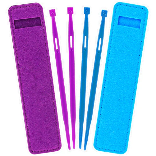 Sliverdew 4 Pieces That Purple Thang Sewing Purple Thangs with 2 Felt Storage Pouches Multifunctional Sewing Seam Presser Tool, Blue & Purple