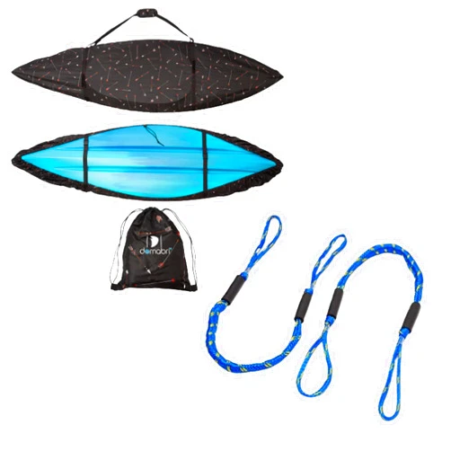 DOMABRI Boating Essentials Bundle - Bungee Dock Lines 2-Pack - 4 ft (Blue/Yellow) and Kayak Dust Cover (Arrowhead) Set - Premium Accessories with UV Protection, Industrial Buckles, and Free E-Book by Domabri