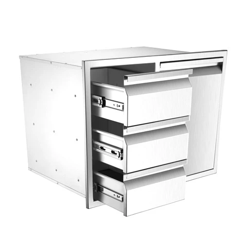 WSSEY Outdoor Kitchen Drawer Combo, BBQ Access Door Drawers Combo with Stainless Steel, Perfect for BBQ Grill Station Outdoor Kitchen Storage Cabinet (28