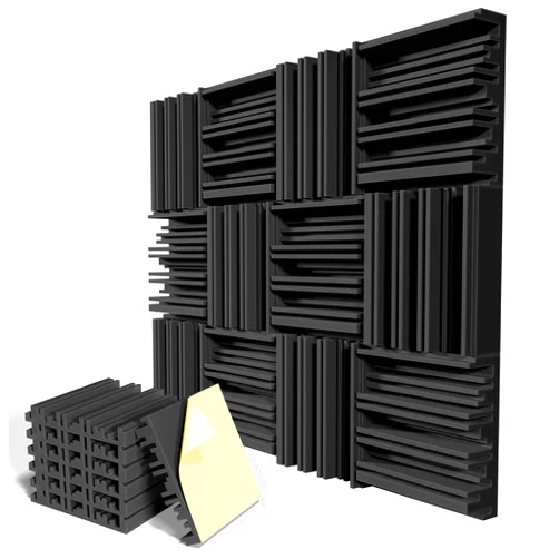 LIGHTDESIRE 12 Pack Self-Adhesive Sound Proof Foam Panels,12 X 12 X 2 inches Acoustic Foam,High Resilience Sound Proofing Padding for Wall,Sound Absorbing Panels Suitable for Home,Studio,Black