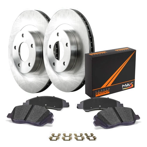 Max Advanced Brakes Front Brake Kit For 2009 2010 2011 2012 Ford Escape Phenolic Piston Caliper Replacement Premium OE Disc Brake Rotors and Ceramic Brake Pads