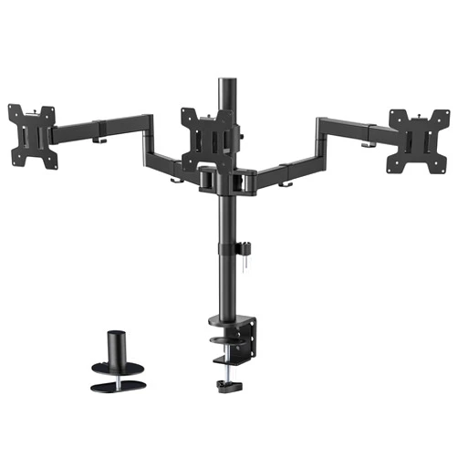 WALI Triple Monitor Mount, Three Monitor Desk Mount Fits 13-27in Screens,Holds up to 22lbs, Multiple Monitor Stand with Tilt, Swivel, Rotation, VESA 75x75,100x100mm(M003S), Black