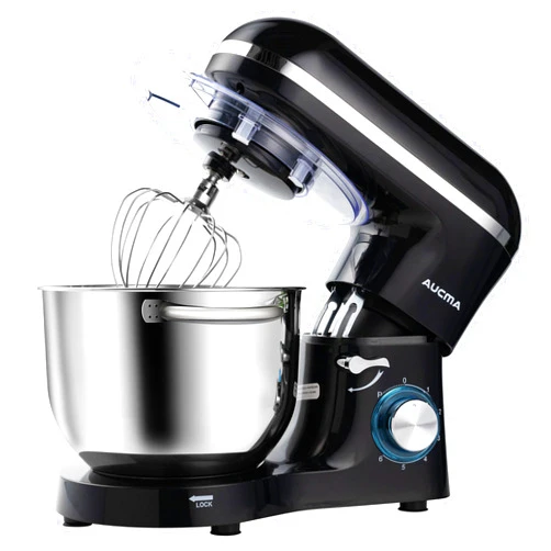 Aucma Stand Mixer,6.5-QT 660W 6-Speed Tilt-Head Food Mixer, Kitchen Electric Mixer with Dough Hook, Wire Whip & Beater (6.5QT, Black)