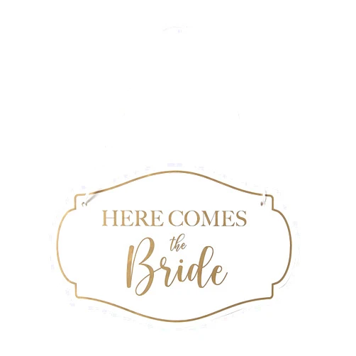 Fun Express Here Comes The Bride Wedding Sign – Elegant Rustic Wooden Design for Wedding Ceremony Aisle Décor – Photo Opportunities Bridal Walk Reception Perfect Wedding Decoration – 1 Piece