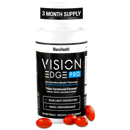 VISION EDGE PRO Eye Supplement for Athletes; Formula with Lutein, Zeaxanthin, and Meso-Zeaxanthin, Eye Supplements Omega 3, Essential Carotenoids for Eyes - (90 Softgels, 3 Month Supply)