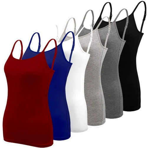 BQTQ 6 Pcs Women's Camisole Tops Undershirts Adjustable Spaghetti Strap Tank Top