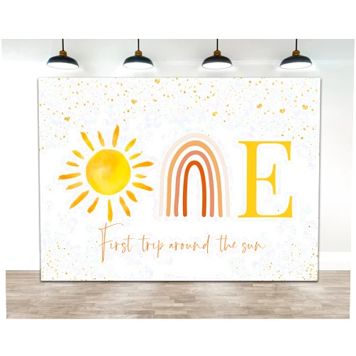 Ticuenicoa 7×5ft Boho Sun First Trip Around The Sun First Birthday Photography Backdrop Banner Muted Sunrise Wall Hanging Decor Sun Theme 1st Birthday Party Decoration Supplies for Boys Girls
