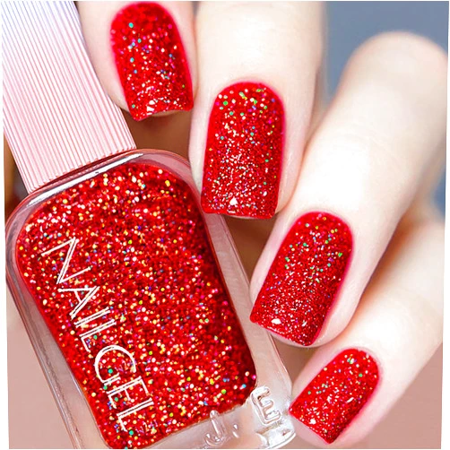 ASMAYSA Red Glitter Nail Polish, Red Nail Polish Quick Dry, Bright Red Gel Nail Polish for Women and Girls, Diamond Nail Polish
