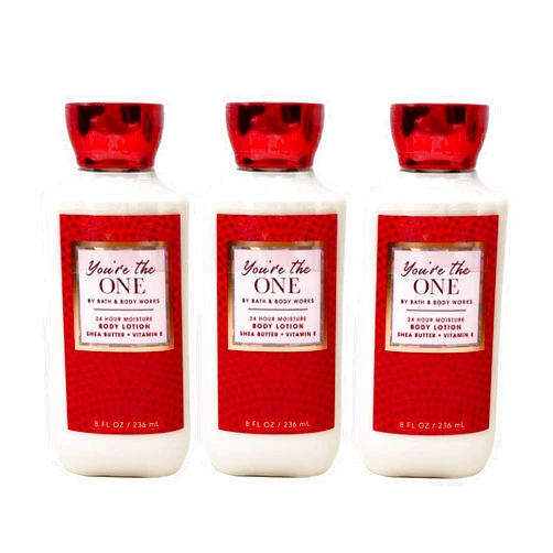 Generic Bath and Body Work You're The One 24 Hour Moisture Body Lotion Gift Set - Lot of 3-8 fl oz / 236 mL Each, Red
