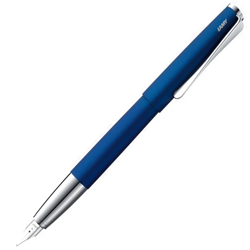 Lamy studio imperialblue - Fountain Pen in elegant metal body - steel nib, partially platinum-plated & in nib size M - incl T 10 blue ink cartridge