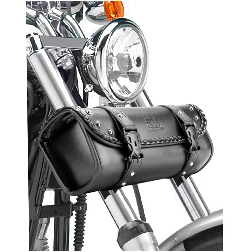 KEMIMOTO Motorcycle Tool Bag, Motorcycle Fork Bag PU Leather Universal Saddlebag for Motorcycle Front Fork Handlebar Sissybar Storage Pouch Motorcycle Roll Bag