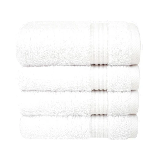 Cotton Paradise 100% Cotton Turkish Washcloths for Bathroom 4 Piece Soft Absorbent Small Hand Face Towels Fluffy Wash Rags for Body, White Wash Cloths