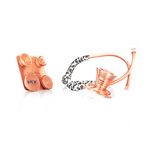 MDF Instruments Snow Leopard Rose Gold ProCardial Cardiology Stethoscope + MDF Pediatric and Neonatal Attachments with Clip