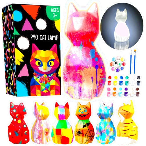 Goody King Goodyking Paint Your Own Cat Lamp Kit, DIY Cat Crafts Night Light, Painting Kit Arts & Crafts for Kids Ages 8-12, Art Supplies Birthday Easter Party Holiday Gift for Teens Girls Boys Age 3 4 5 6 7 8+