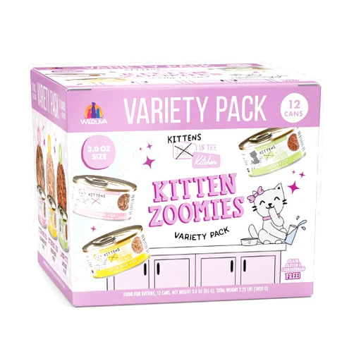 Weruva Cats in The Kitchen Kitten, Kitten Zoomies Variety Pack, 3oz Can (Pack of 12)