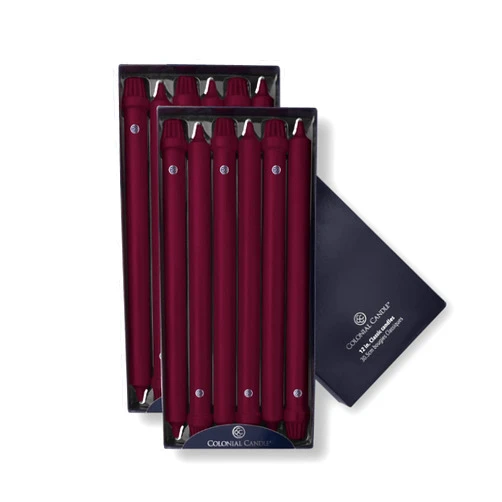 Colonial Candle Unscented Taper Candle, Classic Collection, Mulberry, 12 in, Pack of 12 - Up to 10 Hours Burn