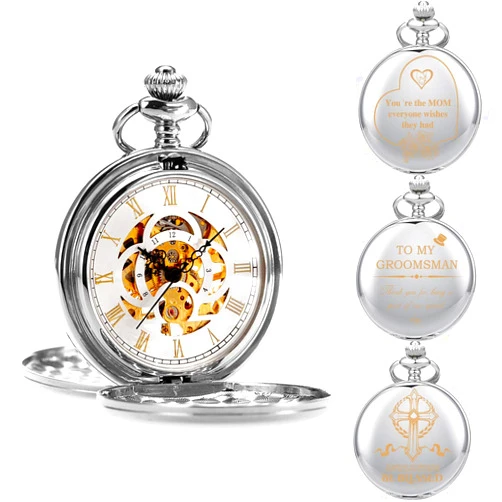 ManChDa Mechanical Pocket Watch for Men Vintage Pocket Watch with Chain Smooth Face