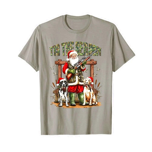 Funny Camo Santa Christmas Hunting Tee Camo Santa Tis The Season Hunter Christmas Hunting Dogs Boys T-Shirt