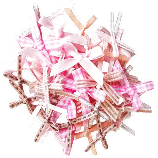 Xeahung 100 Pcs Ribbon Bowknot Mini Satin Ribbon Bows Flowers Satin Ribbon Mini Bows for Craft DIY Bows for Gift Wrapping Red Bows for Treats Scrapbooking Bows Wedding Decoration Party and Gift Box (Pink)
