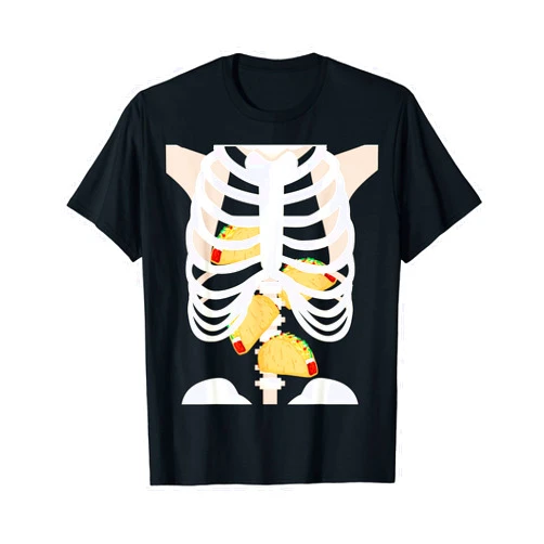 Design Tribe Taco Tee Shirts Taco T Shirt - Funny Halloween Skeleton I Love Taco Shirt