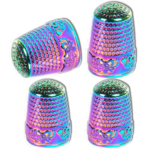 ZESION 4Pcs Sewing Thimbles, Metal Thimbles for Hand Sewing Finger Protector, Quilting Craft Accessories for Knitting Needlework DIY Tools, Dazzling
