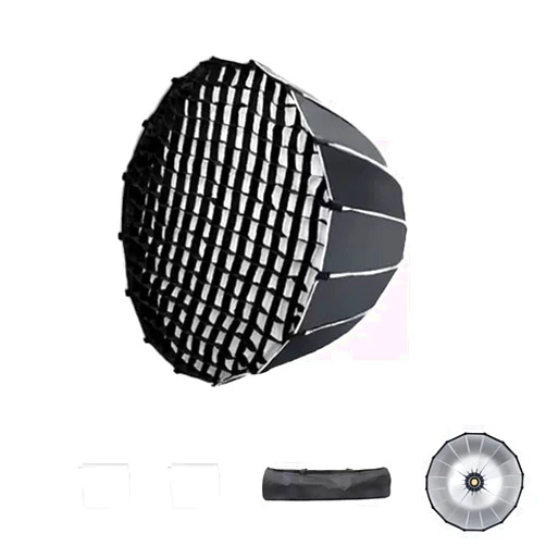 EACHSHOT Triopo 23.6inch/60cm Parabolic Softbox Bowens Mount Soft Boxes with Honeycomb Grid, Quick Set up Quick Folding, Compatible with Aputure 120d Light Dome Godox SL60w NEEWER RGB CB60 Bowens Mount Lights