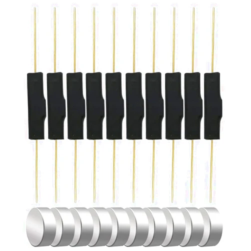 Gebildet 10pcs Plastic Reed Switch Reed Contact Normally Closed Magnetic Induction Switch with 10pcs Small Multi-Use Round Magnets