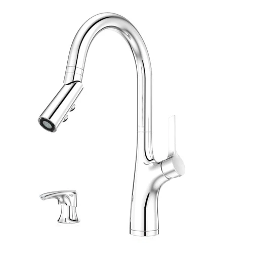 Pfister Ceylon Kitchen Faucet with Pull Down Sprayer and Soap Dispenser, Single Handle, Polished Chrome Finish, F5297CLOC