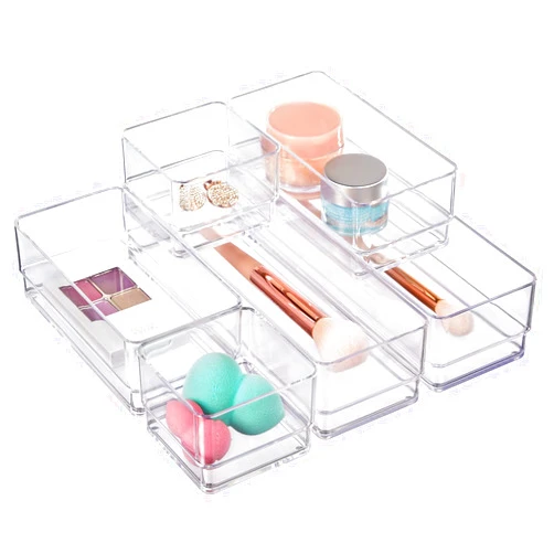STORi SimpleSort Drawer Organizer Bins 6 pc Set, Multi-size, Bathroom Organizers and Storage, Makeup Organizer, Desk Organizer, Vanity Organizer, Clear Organizing Containers, Made in USA
