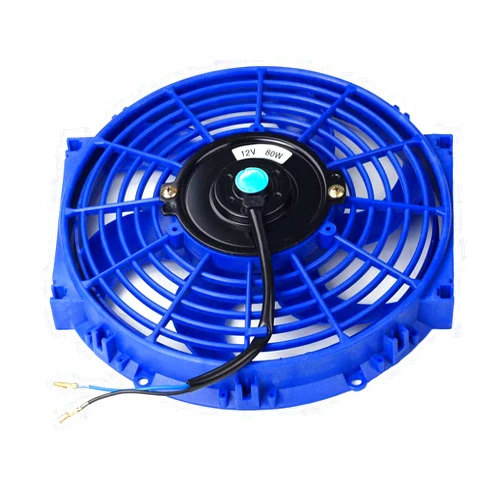 TYFYB 10 Inch Radiator Fan Thin Electric Cooling 12V 800 CFM +800ML Radiator Coolant Aluminum Catch Tank Overflow Reservoir（Blue）